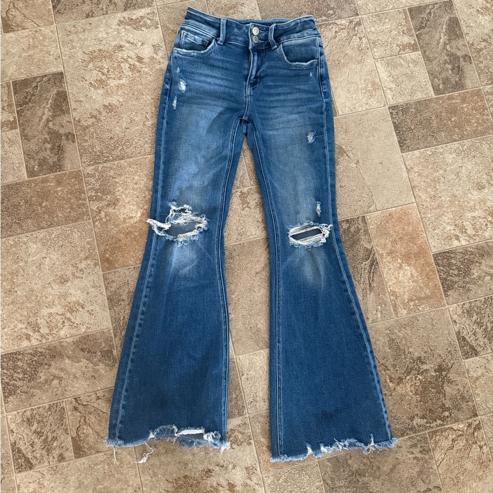 Flying Monkey Distressed mid rise flare